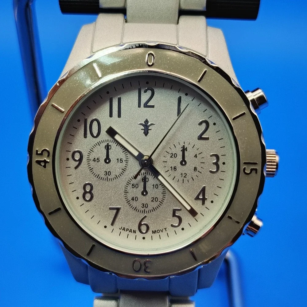 Lush PARIS 37mm PVD Coated Women's Quartz‎ Watch Faux Chronograph Japan Movement